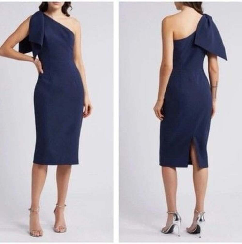 Dress the Population Tiffany One-Shoulder Midi Dress Midnight Blue XXL